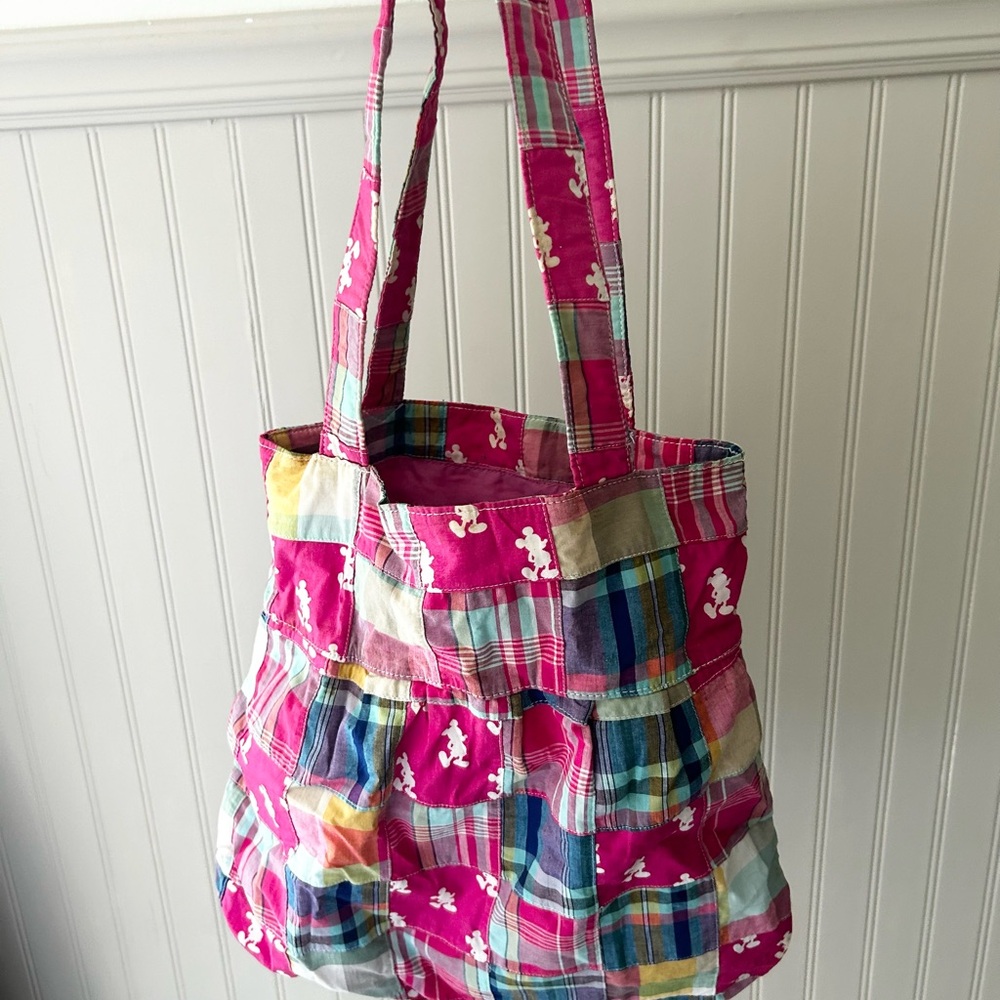 Disney World Patchwork Tote Bag Colorful Disneyland Resort Pink Multi